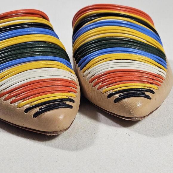 TORY BURCH Sienna Pointed Toe Mules in Rainbow Leather Size 6 M - Picture 7 of 7